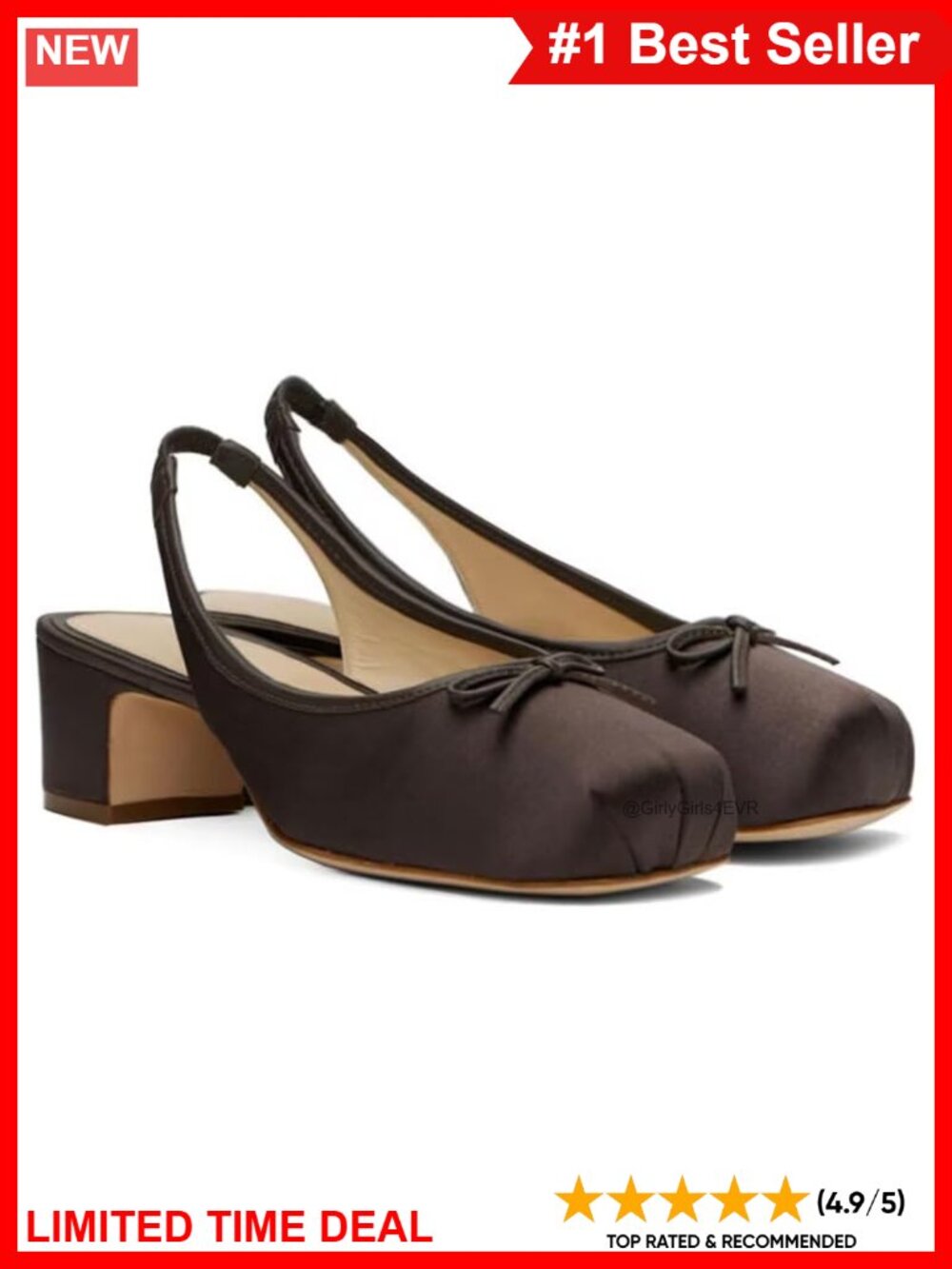 Satin Ruched Slingback Ballet Heels Square Toe Bow Chunky Block Mary Jane